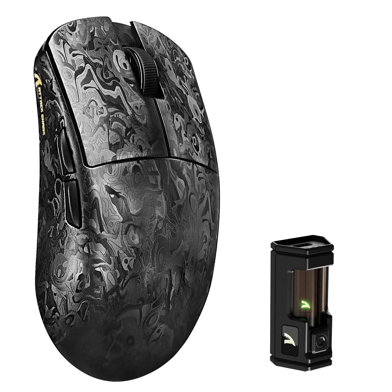 ATTACK SHARK R11 Ultra 8K Carbon Fiber Wireless Gaming Mouse with 42000 DPI-PAW3950 MAX Sensor-49g Lightweight,Nordic 52840 MCU Chip,Wired/BT/2.4Ghz Programmable,RGB Coiled Cable for PC Mac(Black Ink) new