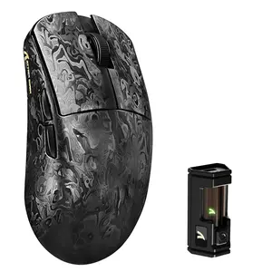 ATTACK SHARK R11 Ultra 8K Carbon Fiber Wireless Gaming Mouse with 42000 DPI-PAW3950 MAX Sensor-49g Lightweight,Nordic 52840 MCU Chip,Wired/BT/2.4Ghz Programmable,RGB Coiled Cable for PC Mac(Black Ink)