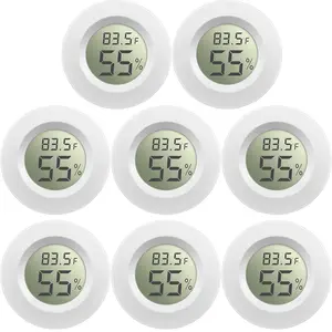 Mini Hygrometer Thermometer Digital LCD  Indoor/Outdoor Room Humidity Meter Temperature Gauge for Greenhouse Garden Reptile Incubator Cellar ?/?(White,8 Pcs)