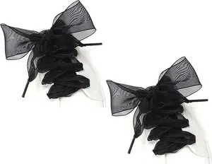 Shoe Laces, Soft Casual Flat Satin Ribbon Shoelaces Sneaker Shoestrings for Women Girls 4CM Wide