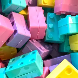 Bead Filled Building Block Brick 5 beads Size 16-20mm. Collectable Building Brick included