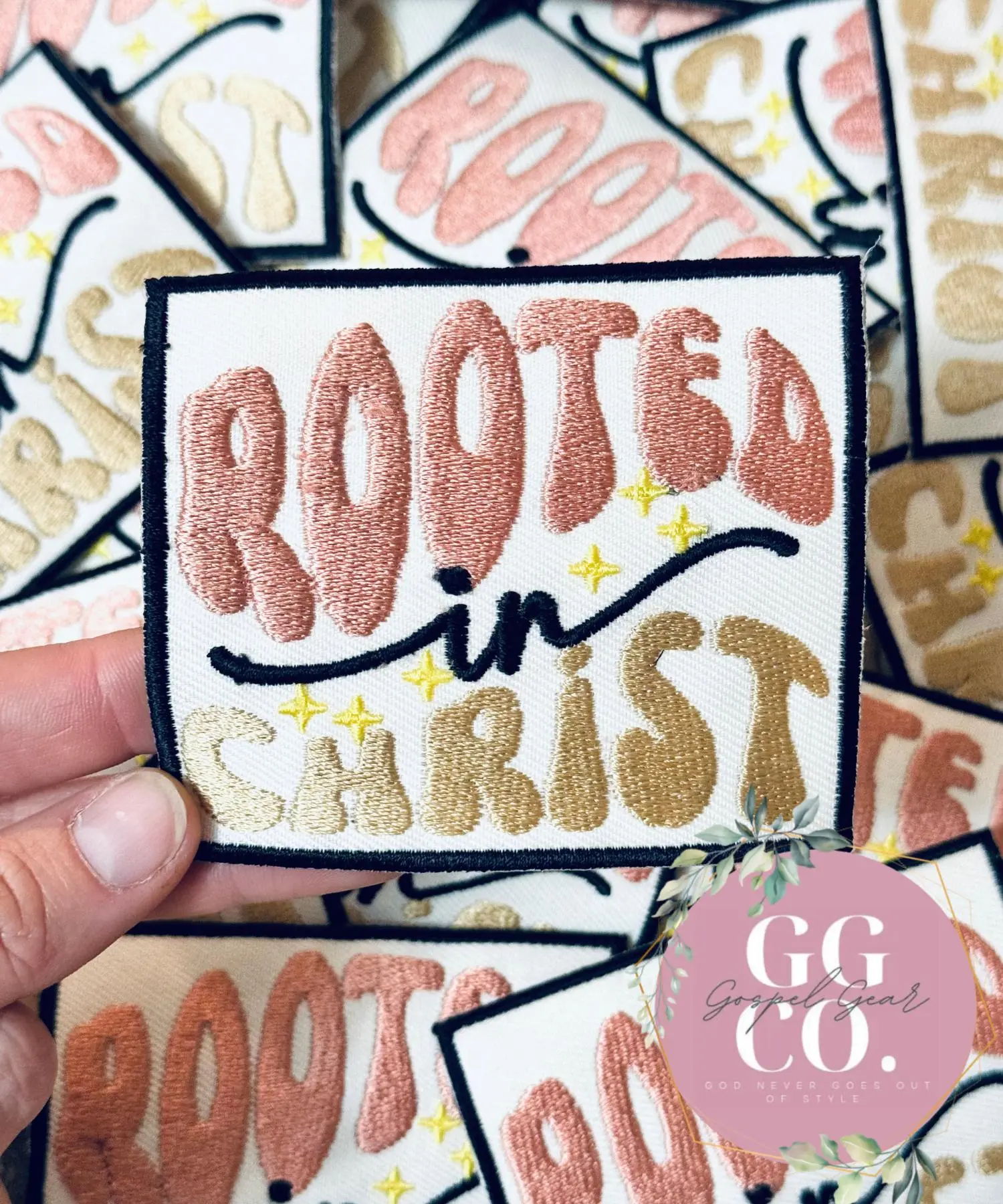 Rooted In Christ Patch, Christian Hat Patch, Embroidered Patch, Trucker Hat Patch, Iron On, Trendy Hat Patch, Jesus Patch, Patch