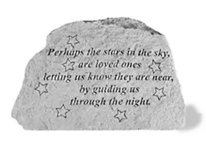 212 MAIN Cast Stone Memorial Statue - Exterior Decorative Statues, Rough Texture, Weatherproof, 6.5x4.5in Size, Hangar Back, "Perhaps The Stars In The Sky" Design
