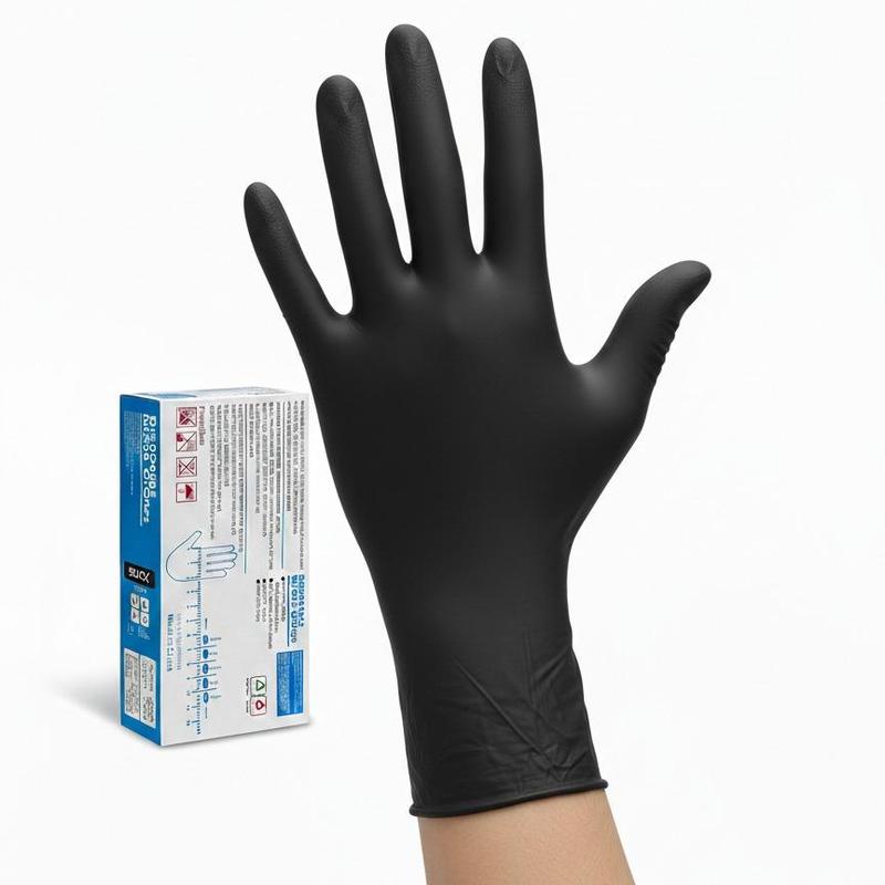 100Pcs Black Nitrile Gloves Size L | Heavy Duty & Powder-Free | Food Grade, Tattoo, Automotive & Cleaning Essentials