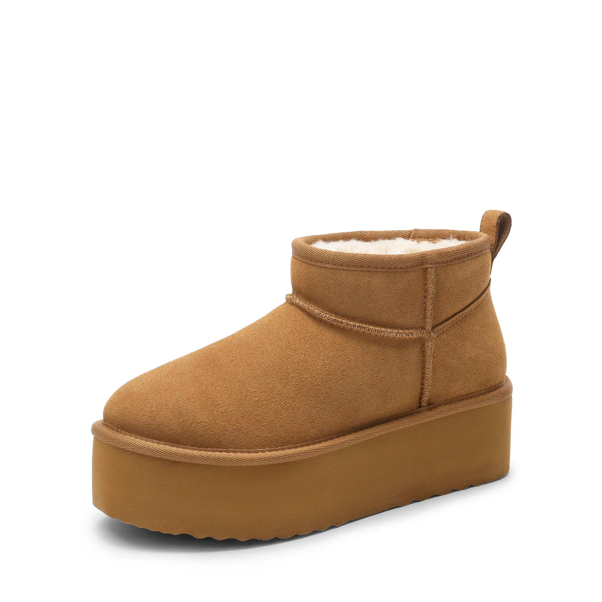 DREAM PAIRS Women's Platform Fuzzy Lined Mini Ankle Boot | Soft genuine suede upper for daily durability, Thick faux fur locks warmth, Water-repellent against splashes and dampness