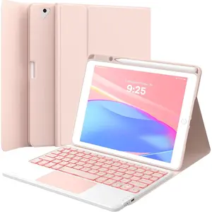 Keyboard Case for iPad 9th Generation 10.2", iPad 8th/ 7th/Air 3, Detachable  Keyboard Case for Pro 10.5 inch, 7 Color Backlit, Stain-Resistant Cover, 2 BT Connection,