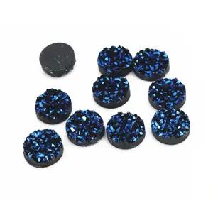 New Fashion 40pcs 8mm 10mm 12mm Ice Blue Colors Natural ore Style Flat back Resin Cabochons For Bracelet Earrings accessories