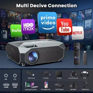 Projector With 5G WiFi And Bluetooth, Native 1080P, Supports 4K, Suitable For Mobile Phones,PCs,TV Sticks,PS5.