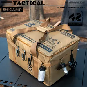 Multi-Purpose Camping Storage Tote, Large 30L/42L Waterproof Organizer for Camp Stoves, Gas Cans & Cookware, Tactical Design for Outdoor Adventures