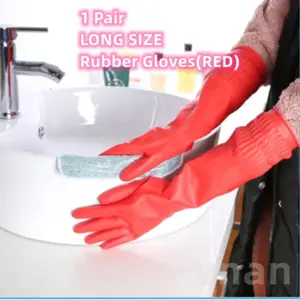 Rubber Dishwashing Gloves for Kitchen and Household Cleaning – Long Cuff 15", Reusable, Flexible Long-lasting and Non-Slip