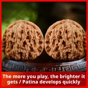 2-Pcs Chinese Wenwan Walnuts, Natural Lion Head Walnuts for Hand Exercise, Anxiety Relief and Focus Improvement, Durable Handheld Fidget Toy, Great Gift for Collectors, Meditators, and Stress Relief Seekers