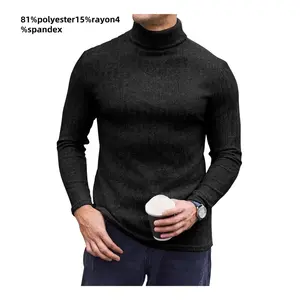 Men's Ribbed Lightweight Thin Turtleneck Pullover - Long Sleeve Thermal Baselayer | Warning: Avoid If You Prefer Loose Wear Casual Knitwear Tops