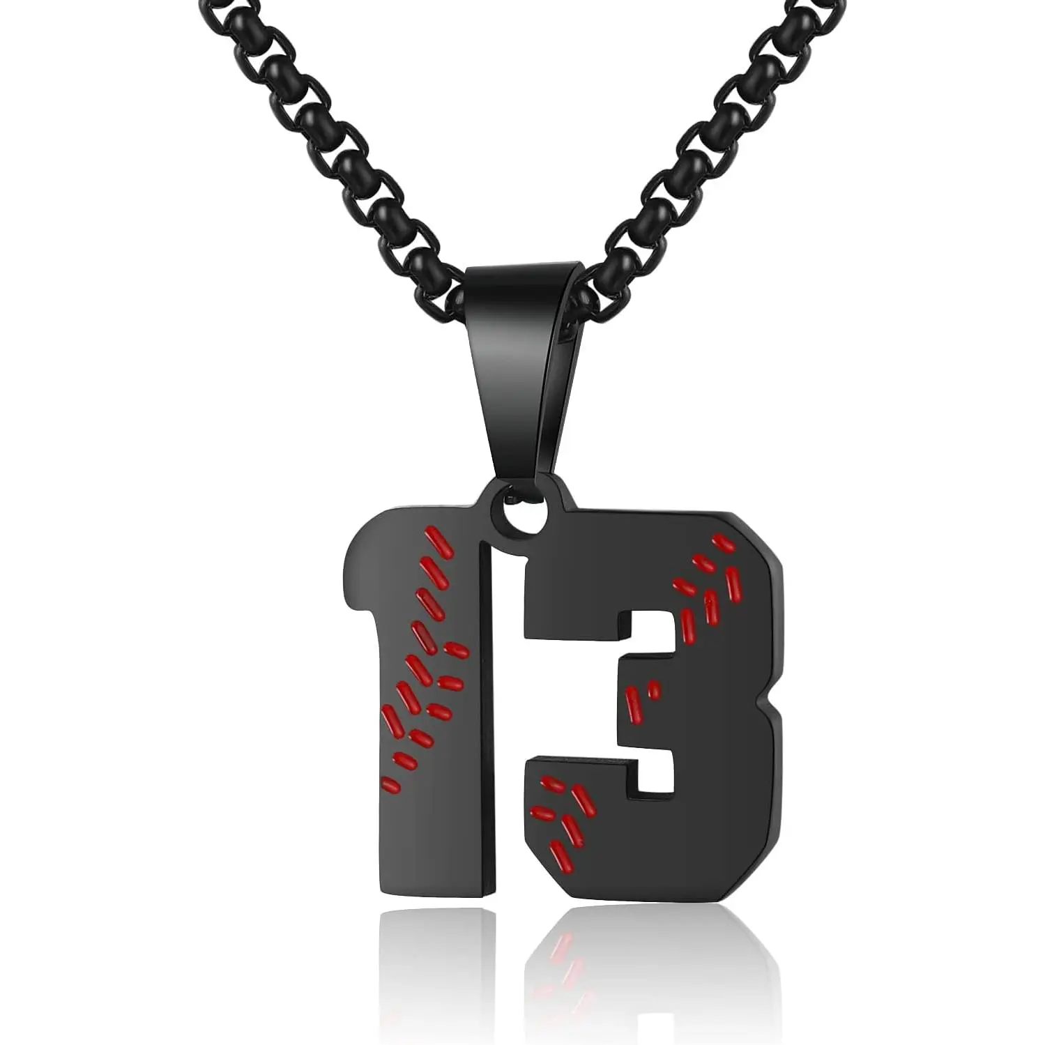 Baseball Number Necklace for Boy 00-99 Athletes Jersey Number Necklace Stainless Steel Chain Baseball Charm Pendant Personalized Baseball Gift for Men