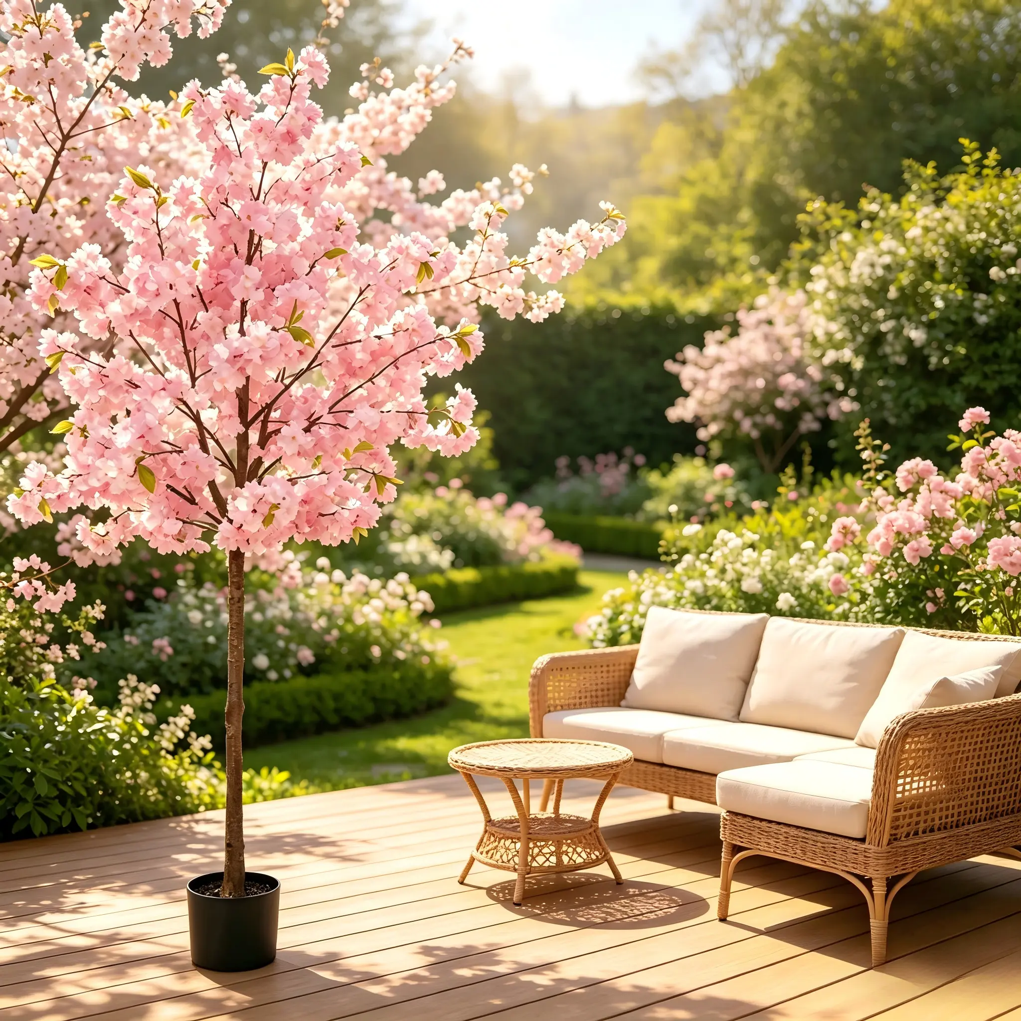 5ft High Artificial Cherry Blossom Tree - Maintenance-Free, Durable Color Home Decor for Living Room & Office, Ideal Christmas Gift