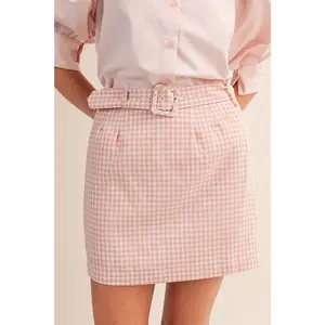 Bethany Gingham Belted Mini Skort