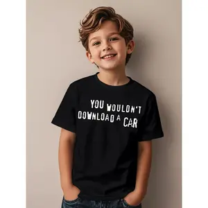 You Wouldn't Download A Car - Anti-Piracy, Internet Pirate Novelty Aesthetic Graphic Kid T-Shirt |   Casual Crew Neck, Short Sleeve, Medium Stretch Fabric, All-Season Wear for Children. (3-13Y)