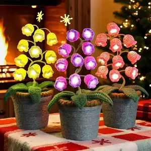 Mother's Day Gift | Handmade Crocheted Lily of the Valley LED Warm Light Lantern, Cute Bedside Desk Home Ornament, Premium Gift for Mom