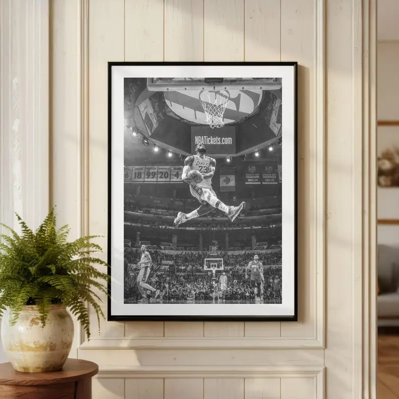 LeBron James Poster, Motivational Sports Print, Basketball Wall Art, Vintage Athlete Legend Decor, Black and White Decor NoirFineArtStudios'  - Poster Print Unframed