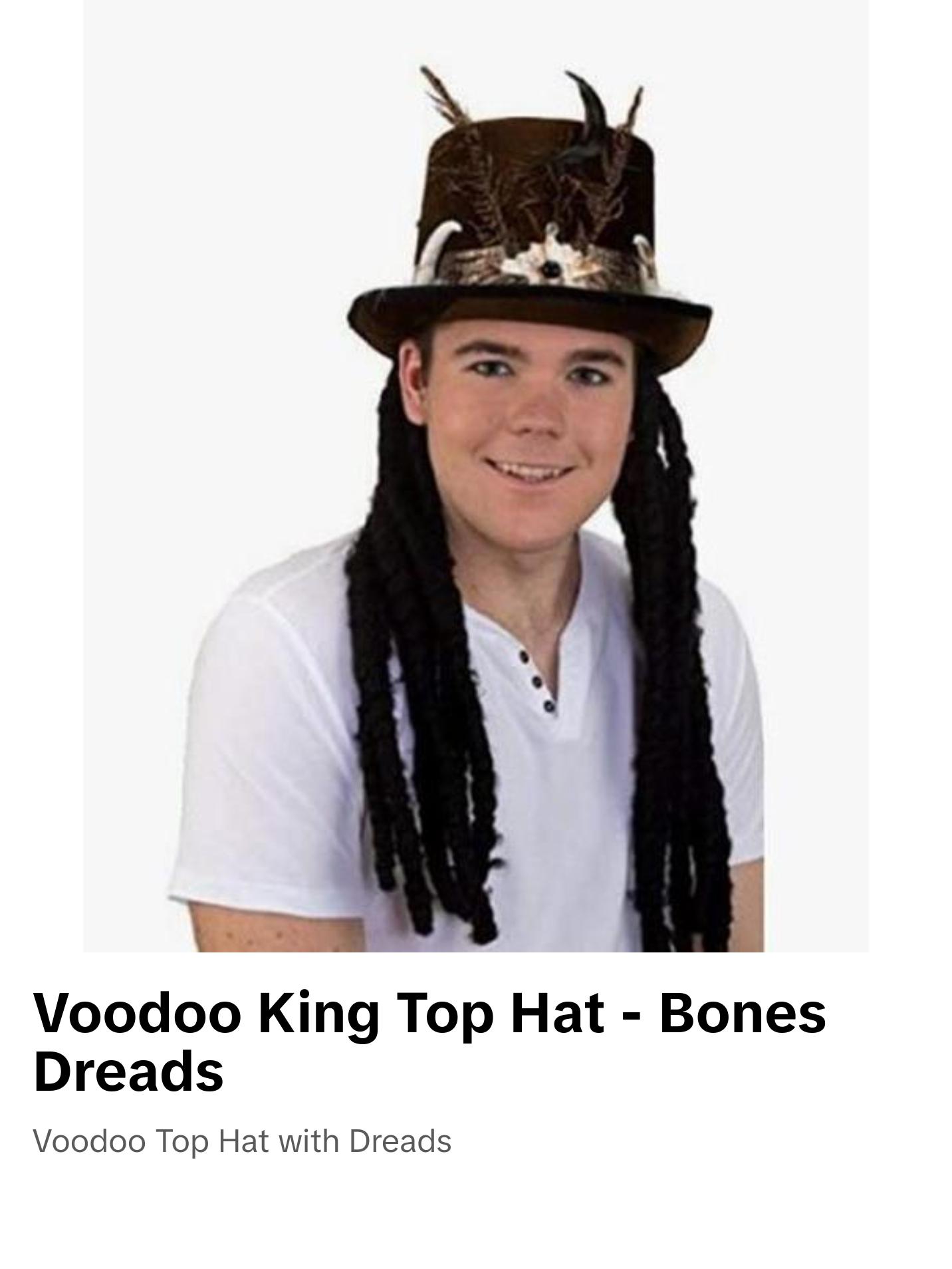 Witch Doctor - VooDoo King Top Hat - Bones Dreads - Costume Accessory - Adult