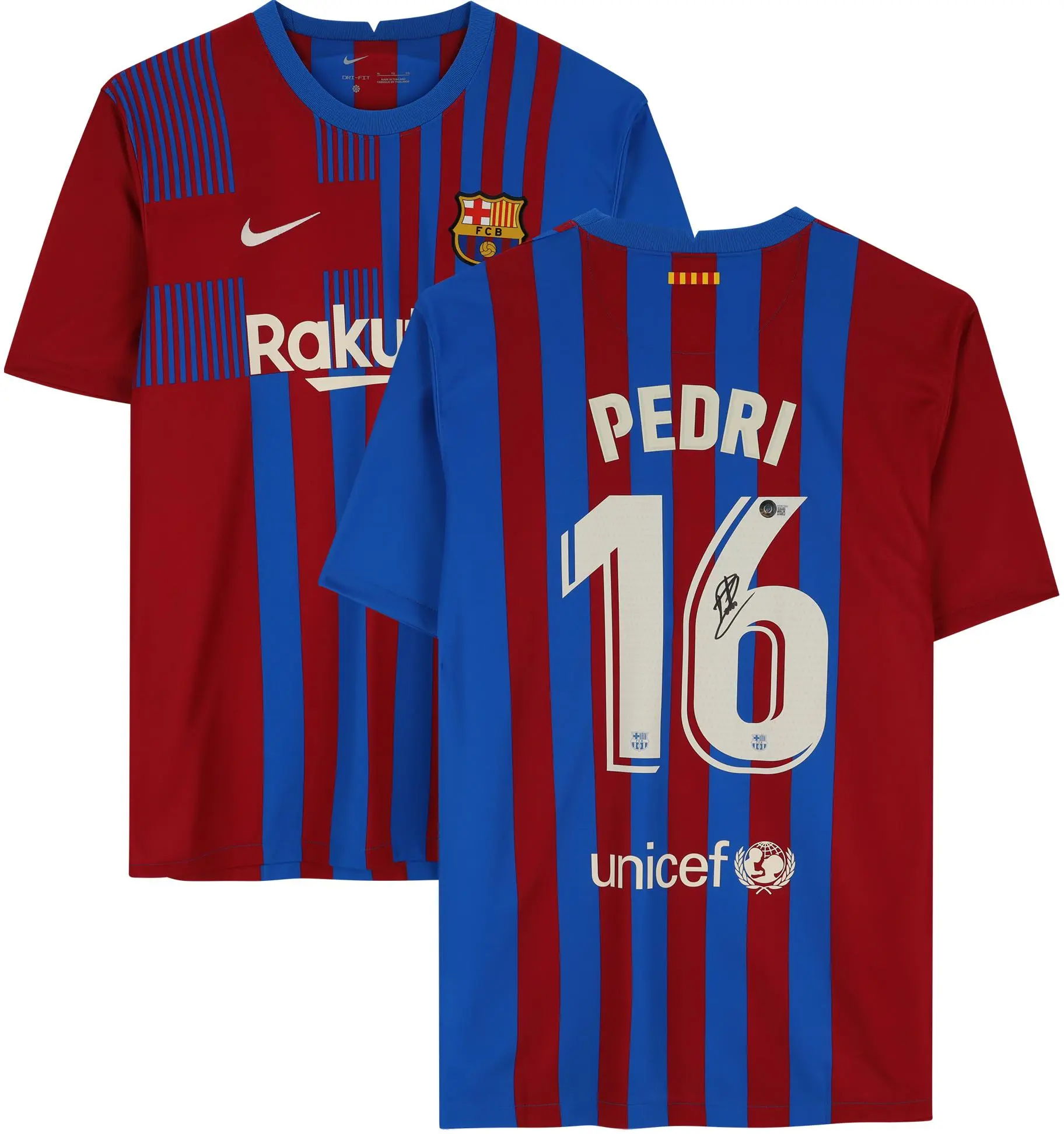 Pedri Barcelona Autographed Nike 2021-22 Home Blue Jersey - Fanatics Authentic Certified