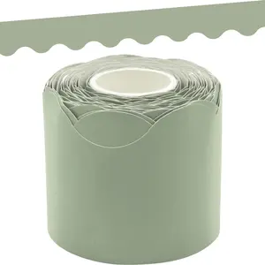 Sage Green Scalloped Rolled Border Trim - 50ft - Decorate Bulletin Boards, Walls, Desks, Windows, Doors, Lockers, Schools, Classrooms, Homeschool & Offices