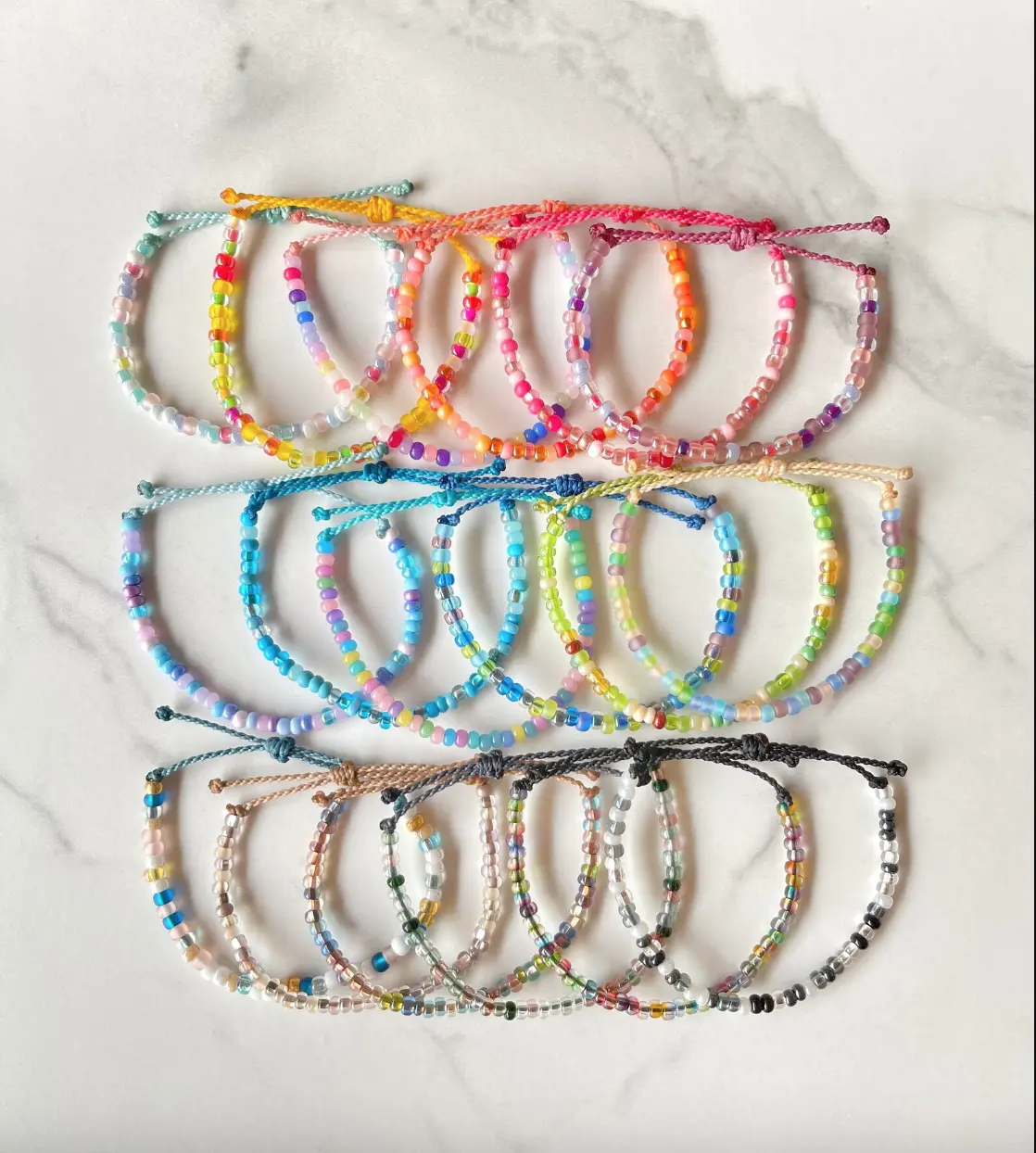 Multicolor Beaded Bracelet/Anklet | Seed Bead Jewelry, Adjustable Beaded Bracelet, Waterproof Beaded Bracelet, Colorful Surfer Bracelet