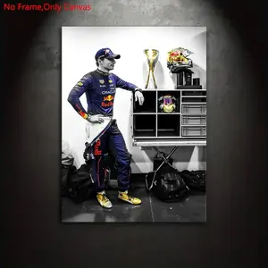 1 Piece/Set Frameless Canvas Painting, Print, Poster, Artistic, Classic Realism Passion Pop Art, Formula Driver Max Verstappen honors, Perfect Gift for Racing Fans, Ideal Gift for Bedroom, Study, Office, Living Room, Mural, Wall Decoration