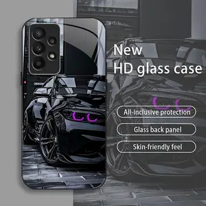 Black Racing drop-resistant glass phone case suitable for [Galaxy A23] protective film full cover protective glass back panel skin-friendly feel 995