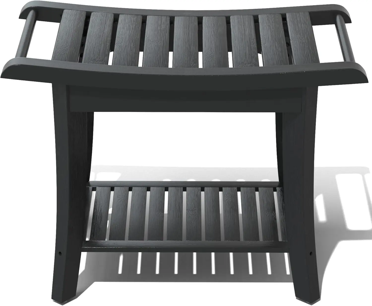 Shower Stool Bench  with Storage Shelf for Shaving  or  Bath Seat in Bathroom & Inside Shower for Adults Seniors  (24 x 13.4 x 18.5 inches+Black)
