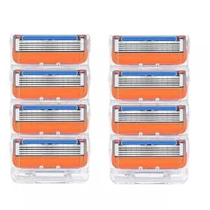 5-Layer Blade Manual Shaving Razor For Men - Shaver Kit With Razor Holder, Shaving Handle, Blade For Face Hair & Beard Removal ​(8pcs) ,Ergonomic Razor Blade Collection