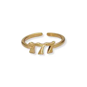 777 Gold Angel Numbers Lucky Ring