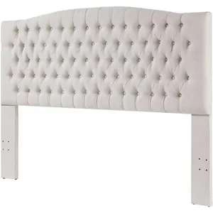 24KF Upholstered Tufted Button Linen Fabric Headboard,Comfortable Fashional Headboard King/CA King Size,Ivory