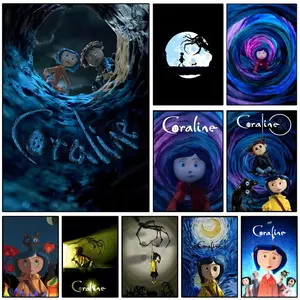 Anime Movie Coraline Poster Unframed Art Print Sticky Wall Art Stickers Printing Waterproof Modern Aesthetic Anime Design Home Living Bedroom Decor Trendy Room Decoration Gift Durable High Quality