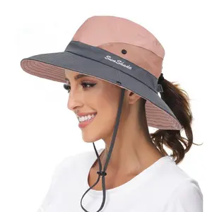 BIGWIG Women's Summer Sun Hat — UV-Protective, Wide-Brimmed Beach Hat with Ponytail Hole. Foldable and Packable, featuring a Breathable Mesh Design. Ideal for the Beach, Summer Outings, and Fishing Activities