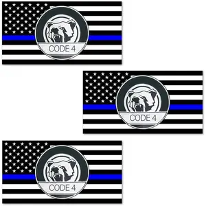 3PCS Thin Blue line Sticker Code 4, American Flag Thin Blue Line Car Decal, Police Support Stickers, American Flag Thin Blue Line Decal, for Cars Trucks Window Laptop