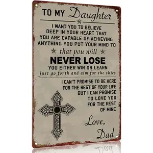 Vintage Aluminum Metal Sign, 12X8In, Irish Celtic Cross Inspirational Quote Wall Decor, Christmas Birthday Graduation Gift for Daughter, Retro Decorative Sign for Home Living Room Bedroom Dorm Indoor Outdoor Wall Decor