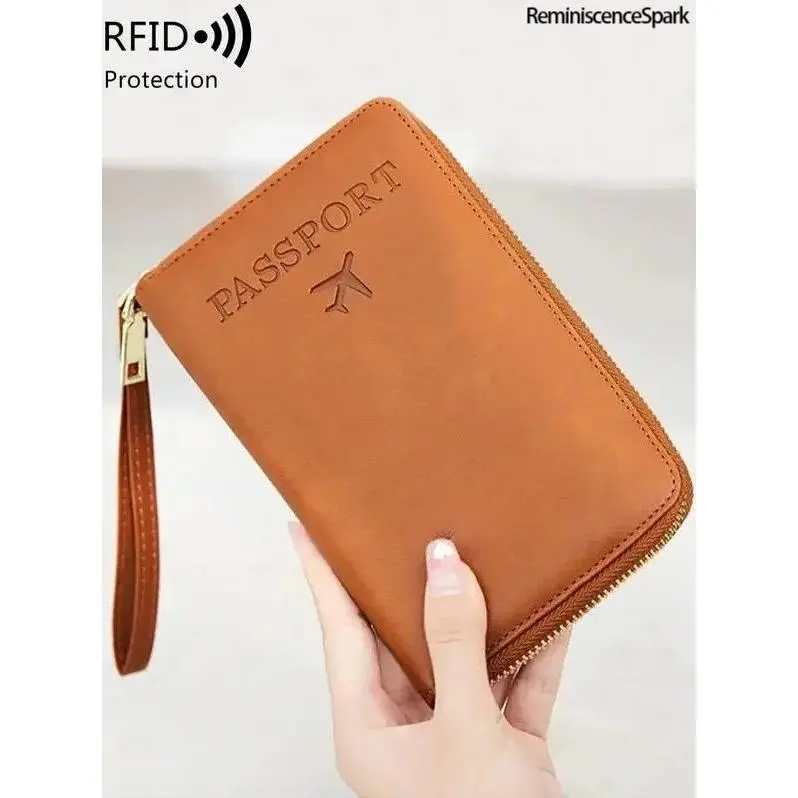 Multi-Functional Travel Passport Card Holder – New Updated Simple Plain Design with RFID Blocking & Zipper Closure, Universal Travel Wallet for Women & Men, Essential Practical Travel Accessory