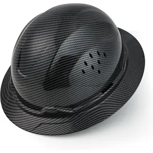 HDPE Full Brim Vented Hard Hat, 6-Point Ratchet Suspension, Universal Accessory Slots, Construction Safety Work Cap for Adults, Hard Hats