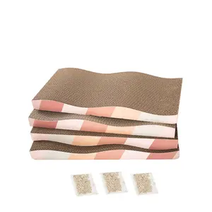 Cat Scratching Board cat Scratcher Cat Scratch Pad Cardboard cat scratchers for Indoor Cats Reversible Large Wide Corrugated with Catnip(4pcs)