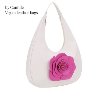 Contrast Flower Applique Embellished Hobo