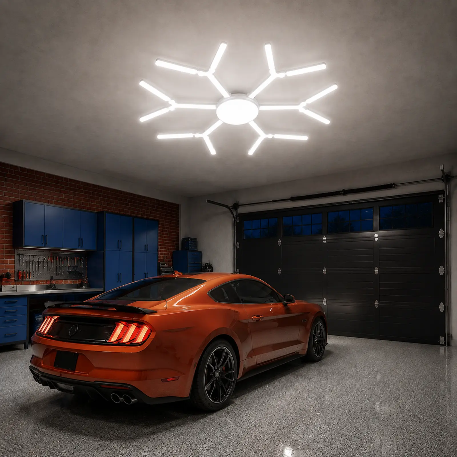LUMENFOX 120W E26 LED Garage Light, Durable Foldable Snowflake Panels, 360-Degree Adjustable Angle, Easy Screw-In Installation, Energy-Saving Heat Dissipation, 40,000 Hours Bright Daylight, Adjustable Lighting Options for Garage, Workshop, BackToSchool