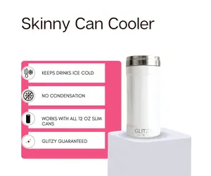 White Glitter Glitzy Can Cooler