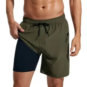 SILKWORLD Mens Swimming Trunks,Four Pockets Swim Shorts Summer Bathing Suit Swimwear For Men Beachwear with Zipper Pockets,Men's Summer Clothes above the knee