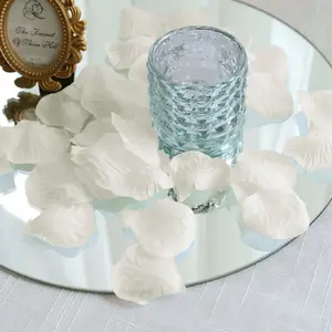 500-Pack Silk Rose Petals Confetti Ivory Round Design - Decorative Table Scatters