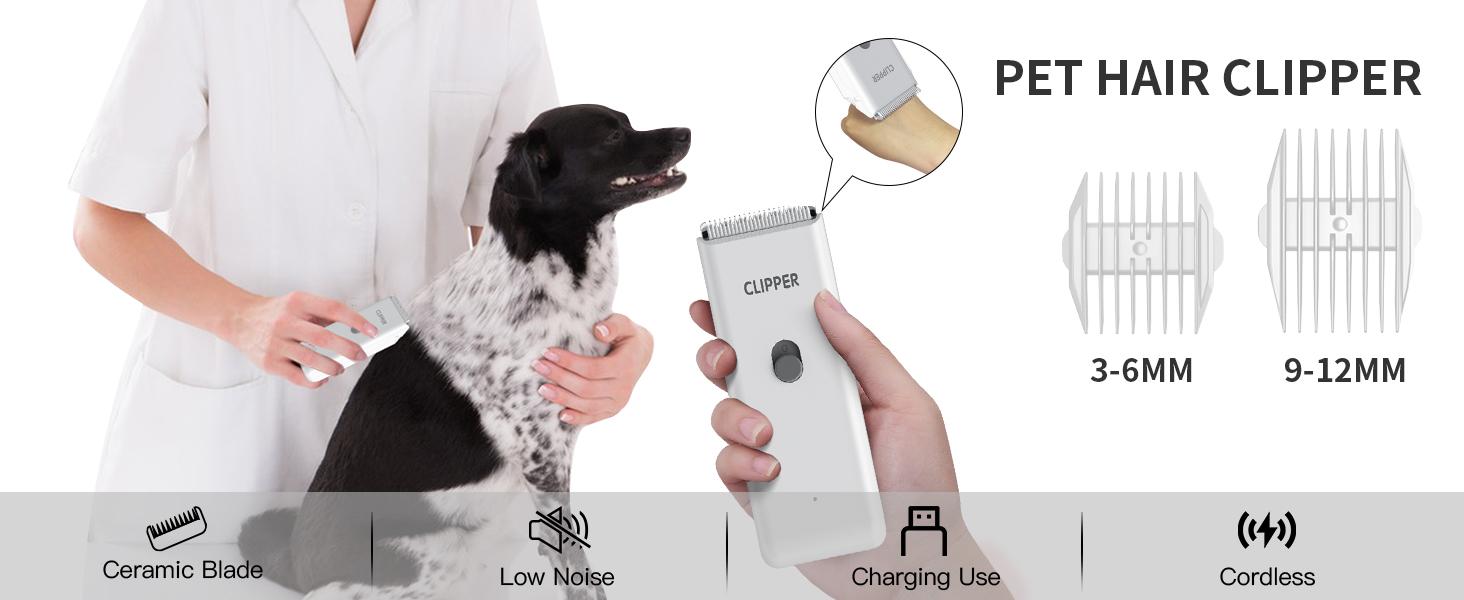 Pet Clippers for Dog Hair Grooming Low Noise, Rechargeable Cordless Cat Shaver with Ceramic Blade,Portable Pet Hair Trimmer for Matted & Long Hair