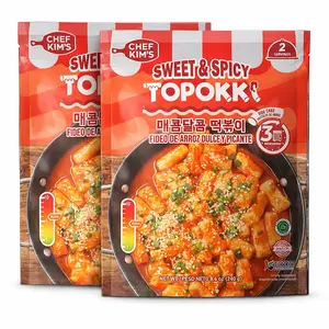 Chef Kim’s Sweet & Spicy Topokki - Iconic Korean Food Snack, Instant Tteokbokki Rice Cakes in a Savory Gochujang Sauce, Ready-to-Eat Meals, 8.4 Oz (Pack of 2)