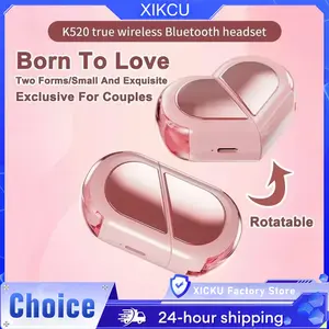 2026 NEW K520 Wireless Earbuds Stereo Earphone Rotatable Love Heart Shaped Charging Case Low Latency Headphones For Phone Tablet   mini usable products