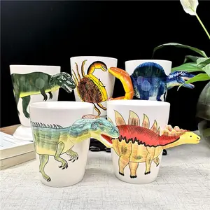 Ceramic Cartoon Dinosaur Mug, Cute Animal Allosaurus Office Cup, Creative Spinosaurus Mug, Diplodocus Coffee Cup