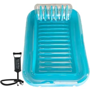 Inflatable Tanning Pool Lounger Float With Pump- 4 in 1 Sun Tan Tub Sunbathing Pool Lounge Raft Floatie Toys Water Filled Bed Mat Pad for Adult Blow Up Kiddie Pool Kids Ball Pit Pool (L)