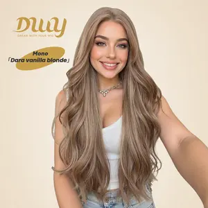 Dara C- NEW! DWY Mono Lace Front Free Part Long-Length Wavy Brown Glueless Synthetic Wig for Women 28 Inches Autumn Outfits